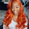 Perruques Chocolate Brown Body Wave Lace Frontal Wigs orange Ginger Heuv Hair Wigs Brésilien Remy 13x5 HD Lace Dentelle Wigless pour femmes