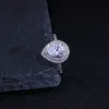バンドHuitan Water Drop Wedding Ring Band Trendy Peared Cubic Zircon Stone Paved Silver Plated Anniversary RingWholesaleロット