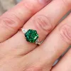 Bands HUTAN Geométrique Green Cubic Zirconia Ring Finger pour les femmes Elegant Wedding Engage Party Accessoire Bijoux nouvellement conçu