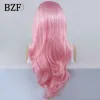 Peruklar Pembe Sparkle Vurgu Peruklar Renkli Sentetik Dantel Peruk Cosplay Dalgalı Isı Dayanıklı Saçlar Kadınlar İçin Glueless Yeşil Mavi Peruk 30inch