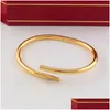 Bangle Clou Nail Bracelet Теннис модные украшения 18K Розовое золото и алмаз