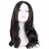 Wigs FeiShow Black Wig Synthetic Medium Curly Hair Heat Resistant Fiber Women Female Peruca Costume Middle Part Line Salon Hairpiece