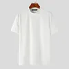 メンズTシャツのインカントップ2024韓国スタイルのソリッドピットストライプニットTシャツ