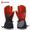 Rękawiczki Zbawione Rękawiczki podgrzewane dla mężczyzn kobiety 3finge narciarskie 7,4 V ładowalne rękawiczki baterii do narty 2021