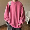 Erkek Hoodies Crew Neck Sweatshirt Vintage gevşek düz renkli sıcak kazak şık sokak kıyafetleri orta uzunlukta o yaka ile sonbahar kış için