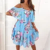 Casual Dresses Fashion Ins Print Chiffon Sling Dress Floral Strap Sun