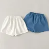 Shorts geboren meisje all-match geplooide culottes outfit kleine baby zomer stevige rok met binnenste veiligheid bodem denim korte rokken kleding