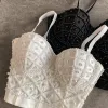 Volledige kralen vrouwelijke korset top vrouwen camis nachtclub parels korte borst binder sexy camisole mujer lingerie buis bh debardeur