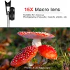 Filters 2 in 1 Mobile Phone Lens 4K HD 15X macro 0.6X Wide Angle Lens for iPhone 8 10 X Samsung LG Camera Kit Mobile Phone Accessories