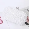 Mode Elegant Women White Beige Luxury Special Crystals Beaded Pearl Evening Clutch Bags Wedding Party Handbag 240418