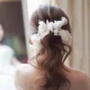 Hair Clips Satin Flower Headbands Wedding Soft Chain Pure White Floral Decoration Bohemia Style Jewelry Tiaras Crowns