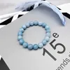 Perlen natürliches Aquamari -Armband Einkristall elastische romantische Kristall Yoga Blau Armband Frau Schmuck 4681012 mm Perlen 240423
