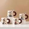 Muggar Creative Cartoon Girl Ceramic Breakfast Milk Mug Coffee With A Spoon Office Handgrip Water Cup Hushåll Köksdryckware