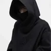 Herrtröjor tröjor hösten ninja streetwear turtleneck hoodies för män brev broderade hip hop mode tröjor y2k vintage fleece hoody 240424