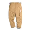 Men's Pants Maden American Casual Large Pockets Cargo Cotton Khaki Tapered Straight Work Trousers Brand Clothing