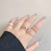 Bänder 7pcs/Set Korea Mode gemischte minimalistische Ring -Set Geometrische runde Metall Gold Silber Farbe Manschette Offene Ringe Schmuck für Frauen