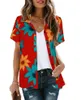 Frauenblusen Bohemian Beach Holiday Hemd Bluse Frauen Mode Kurzarmknopf Hemds Sommer lässig lose Striped Print Blusas Tops