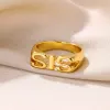 Bands Gold Color Jewelry Mom Sist Dad Rings For Women Glossy Letters Couple Rings Mother's Day Bijoux New In Birthday Xmas Gifts