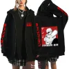 Sweatshirts 2023 Chainsaw Man Sweatshirts Anime Denji Hoodie Black Zip Hoodies Makima grafiska dragkedja jackor Streetwear Power Pochita Jacket