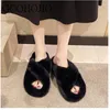 Slippers Short Plux Winter Women Fashion with Velvet Keep Warm Outdoor Chaussures Cross-Tied Plateforme Femme