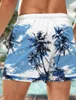 Shorts masculinos Fashion Coconut Tree Board Hawaiian Swim Turnks Drawtring Holiday Beach Streetwear Harajuku