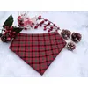 Dog Apparel Style Plaws 2 PCs Christmas Red Plaid Bandana Scard Pet Product Gift for Bandage