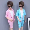 Blazers Boys Summer Summer for Weddings Kids Prom Prom Flower Boys Formal Blazer Veste courte 2pcs Children Performance Costume