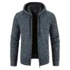 Sweatshirts 2023 Vinter tjocka Cardigan Mens tröja blixtlås Huven Fashion Warm Slim Fit Sticked tröja Male Fleece Hoodies rockar män M4XL