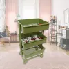 Racks Mini Trolley Floor Storage Rack Rake With Wheels Dollhouse Miniature Furniture Shelf Q0KA