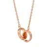 Designermerk Carter Double Ring ketting Gold vergulde 18k buckle Light luxe kraagketen voor vrouwen