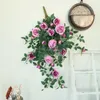 Decoratieve bloemen zijden simulatie groen plant lieverd rozen muur hangende feestje decor kunstmatige roze roze nepbloemzaal decoratie