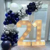 Party Decoration Navy Blue Balloons Garland Arch Kit White Silver Confetti Latex Balloon Graduation Wedding Kids Födelseduschdekor