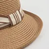 Chapéus de aba larga USPOP 2024 Women Women Sun Hat com fita listrada de fita praia de praia de verão casual desgaste chique