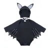 One-Pieces Infant Baby Halloween Clothing Black Bodysuit Bat Design Bebe Boy Girl Cotton Jumpsuit With Hat 2pcs Set Hallowmas Costumes