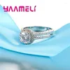 Cluster Rings Romantic Crystal Rhinestone Anel Super Flash Classic 925 Sterling Silver Wedding Jewelry Bijouterie Wholesale