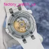 AP Diving Wrist Watch Royal Oak Offshore Series 15707CB White Ceramic Mens Watch with Blue and White Color Matching Automatic Mechanical Watch 42mm