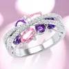 Pierścionki ślubne Świecę Purple Amethyst Różowa cyrkonia pierścionki moissanitowe dla kobiet ślub ślubny pierścionek zaręczynowy luksusowa biżuteria Anillos misze