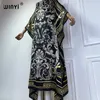 Vêtements ethniques Winyi Summer High Quality Elegant Fashion Night Robe Abaya Muslim Femme Dubaï Femme Loose Imprime Kaftan Party