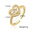 Wedding Rings BUY Delicate Open Design Heart Adjustable Gold Color Copper CZ Zircon Inlay Jewelry For Elegant Women