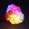 Decorative Flowers 2/3M 10/20LED Artificial Rose Led Flower Light White Pink Simulation Wedding Party Home Decor