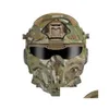 Skidhjälmar W Ronin Assat Tactical Helm and Mask Modar Design Inbyggd i headset Anti Fog Fan Airsoft Hunting Equipment 231109 Drop D DHKCN