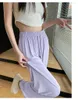 Kvinnors byxor mode japansk kvinna hög midja byxa bred ben baggy lila byxor sommar elegant kvinnas överdimensionerade estetik