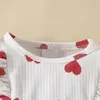 Mädchenkleider Kind Kleinkind Baby Valentinstag Outfit Herz Rüsche Langarm Kleid Stirnband Frühling Fall Säuberung für Mädchen