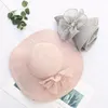 Wide Brim Hats Mens Floppy Hat Women'S Large Sun Summer Floral Rhinestone Beach Adjustable Korean Style Straw Oversized