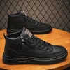 Casual Shoes Men Boots 2024 Autumn High Top For Fashion Platform Black PU Leather Men's Sports Shoe Tenis Masculino