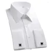 Men's Dress Shirts Classic French Cuff Shirt Long Sleeve Male Formal Wedding Party White Black Oversized Cufflink With Pocket