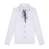 Women's Blouses Female Bowknot Versatile Shirt Spring And Autumn 2024 Korean Fashion Embroidery Collar Professional Long Sleeve Top