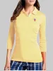 Camicie da donna 100% polo di cotone camicia a maniche lunghe Office Wort Wear Lady Autumn Female Sports Slim Slim Tshirt Sport Top