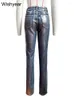 Kvinnors jeans mode silver mager kvinnor hög midja tvättade smala stretch denim blyerts byxor cowboy punk byxor streetwear harajuku