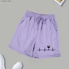 Women's Shorts Womens summer shorts high elastic lace brushed wide G sports shirt running loose casual pants H240424